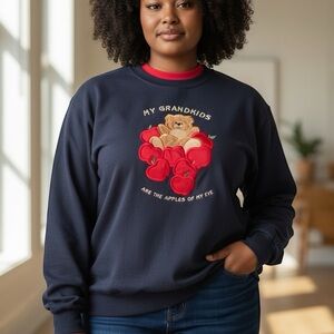 Navy Blue “Apple of My Eye” Grandma Sweatshirt – Bear & Apple Design